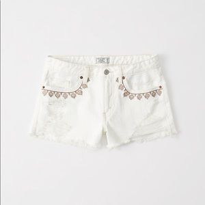 embroidered low rise denim shorts